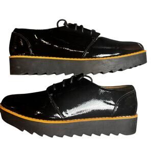 Chinese Laundry Women's Black Chunky Platform Oxford Shoes 10 M Academia Preppy